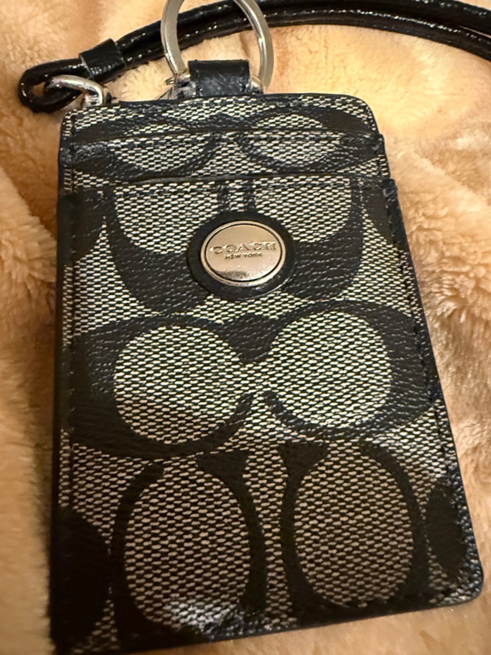 Coach Black & Gray Signature Lanyard Card Holder - Picture 4 of 4